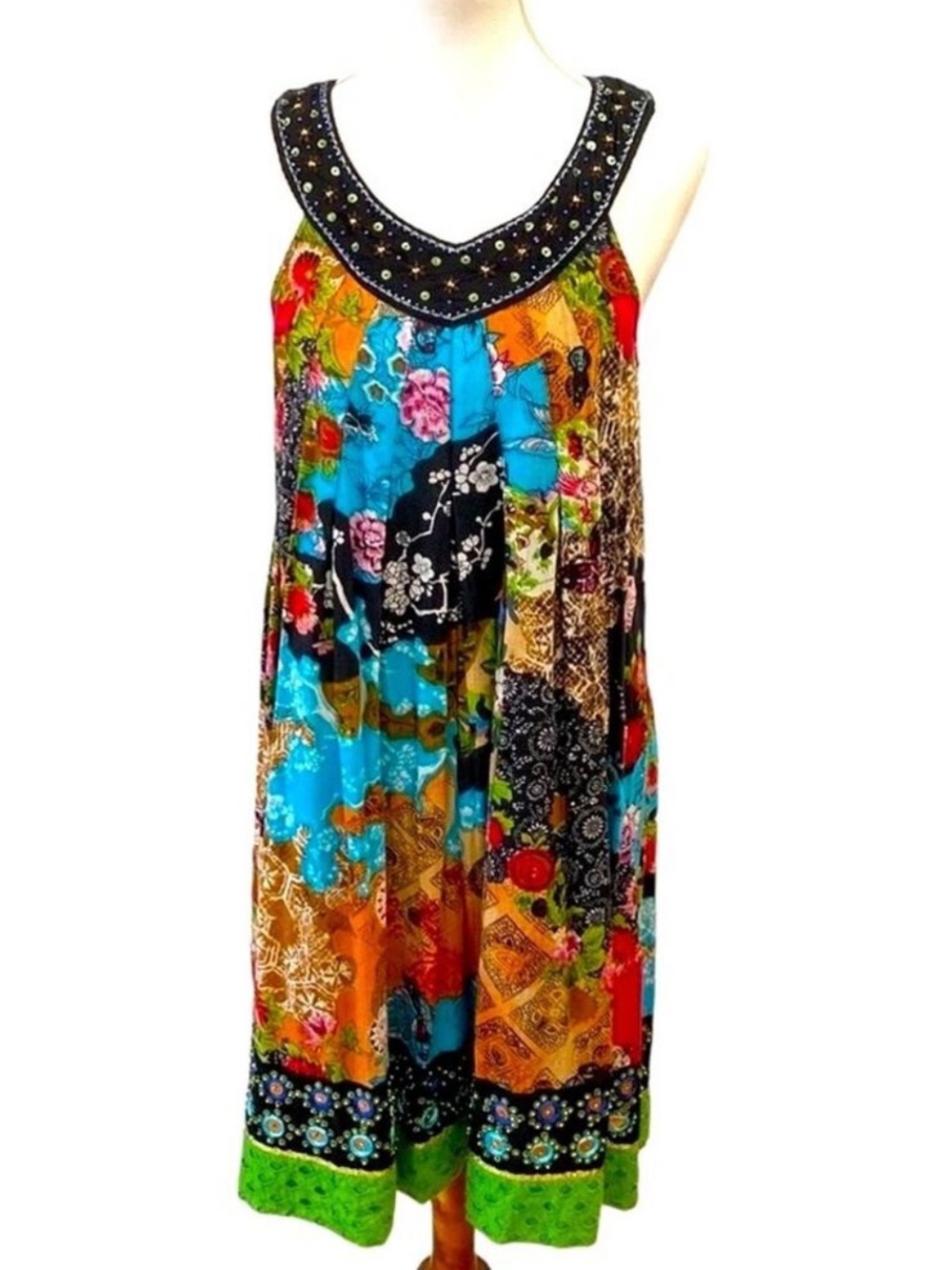 Vintage Dress Medium Y2K 100% Cotton Giorgio Kauten Butterfly Dress Art to Wear